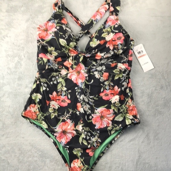 Becca French Valley High Leg One -Piece Bathing Suit Size 2X New - Picture 2 of 9